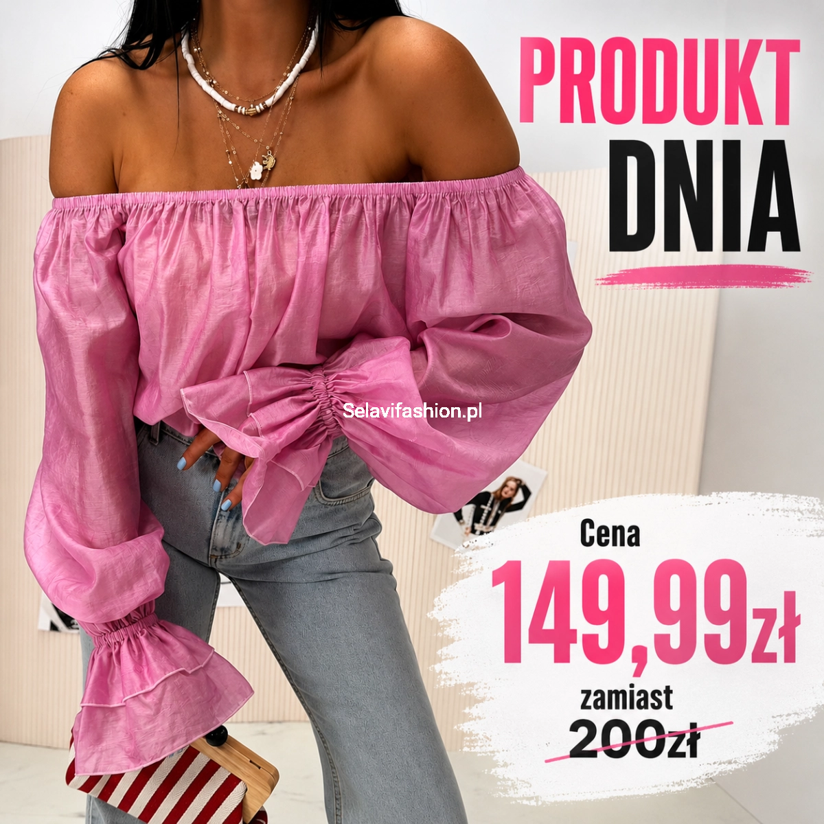 Bluzka hiszpanka top La Milla różowa 