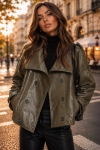Kurtka ramoneska eko skóra khaki