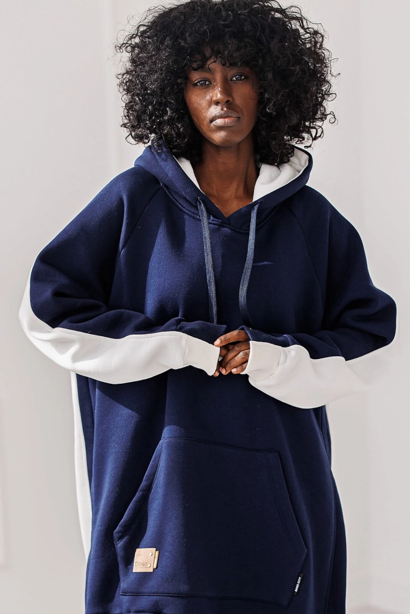 bluza damska oversize długa z kapturem dresowa premium casual na co dzień sportowa do legginsów na jesień zima