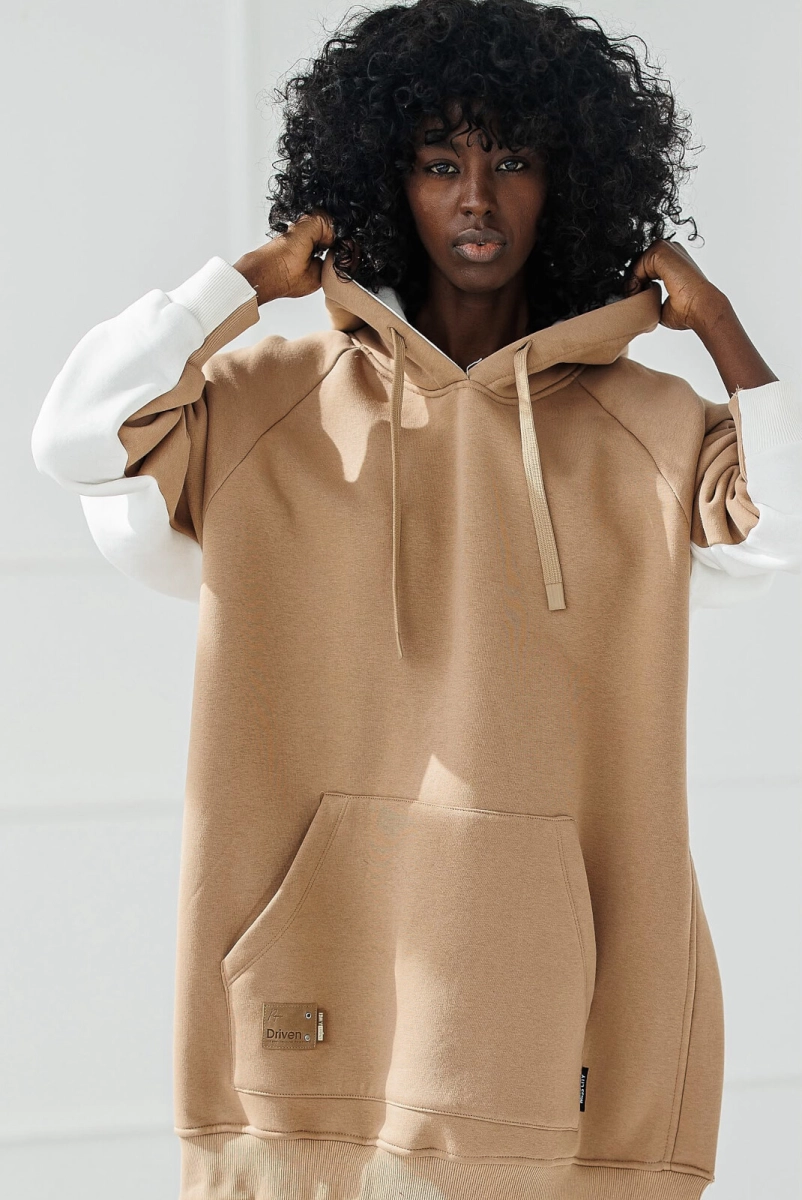 bluza damska oversize długa z kapturem dresowa premium casual na co dzień sportowa do legginsów na jesień zima