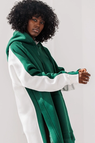 bluza damska oversize długa z kapturem dresowa premium casual na co dzień sportowa do legginsów na jesień zima