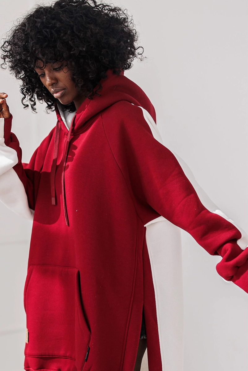 bluza damska oversize długa z kapturem dresowa premium casual na co dzień sportowa do legginsów na jesień zima