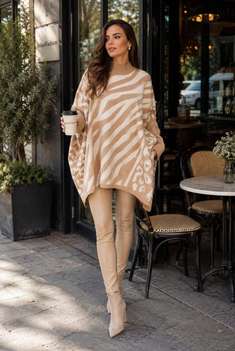Sweter oversize Zebra Minouu beżowy