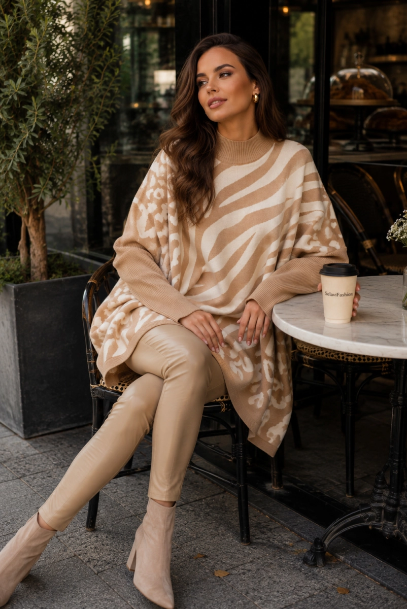 Sweter oversize Zebra Minouu beżowy