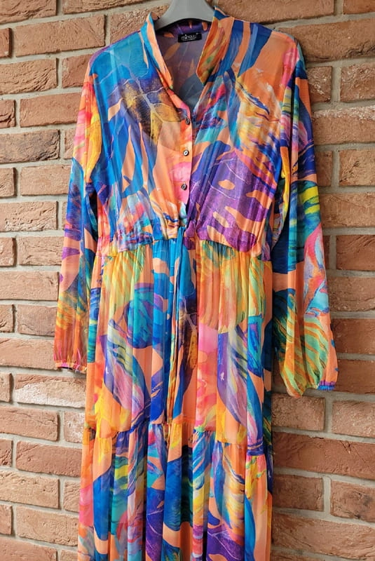 Sukienka Jolanda z siateczki kolorowy wzór Minouu w Selavifashion.pl