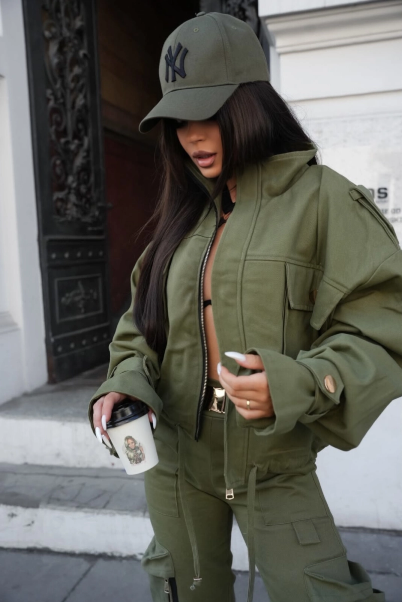 Krótka kurtka DENIM Lavestino khaki