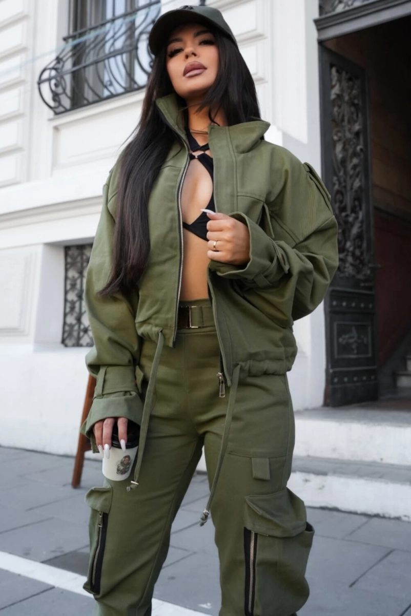 Krótka kurtka DENIM Lavestino khaki