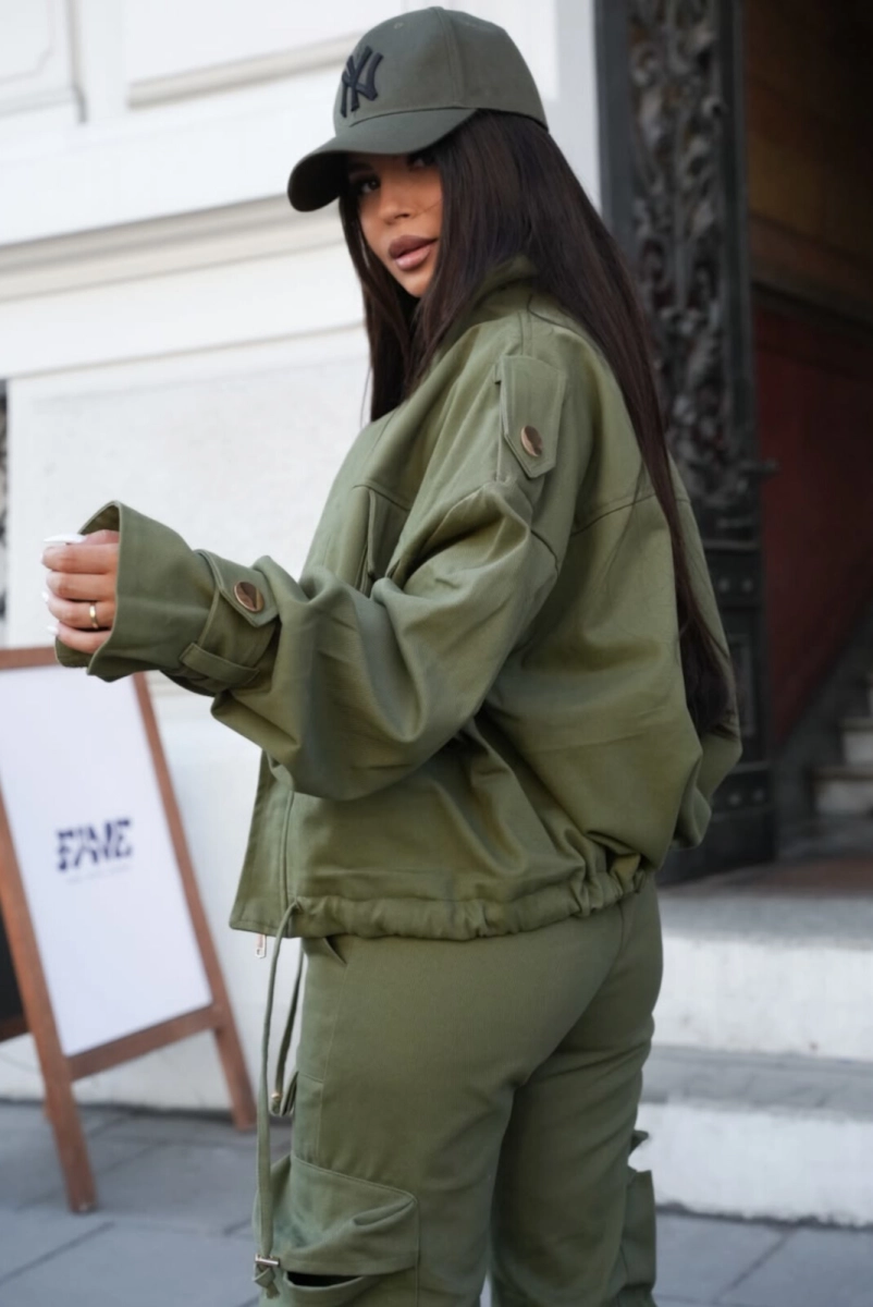 Krótka kurtka DENIM Lavestino khaki
