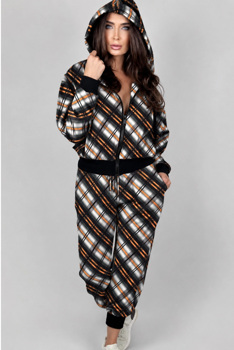 Komplet bluza + spodnie w kratkę Rita Lourdes Minouu czarno biały