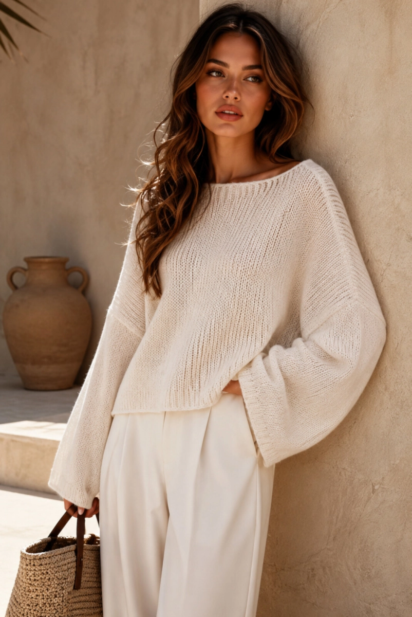 Sweter z alpaka Sandy Yarn ecru