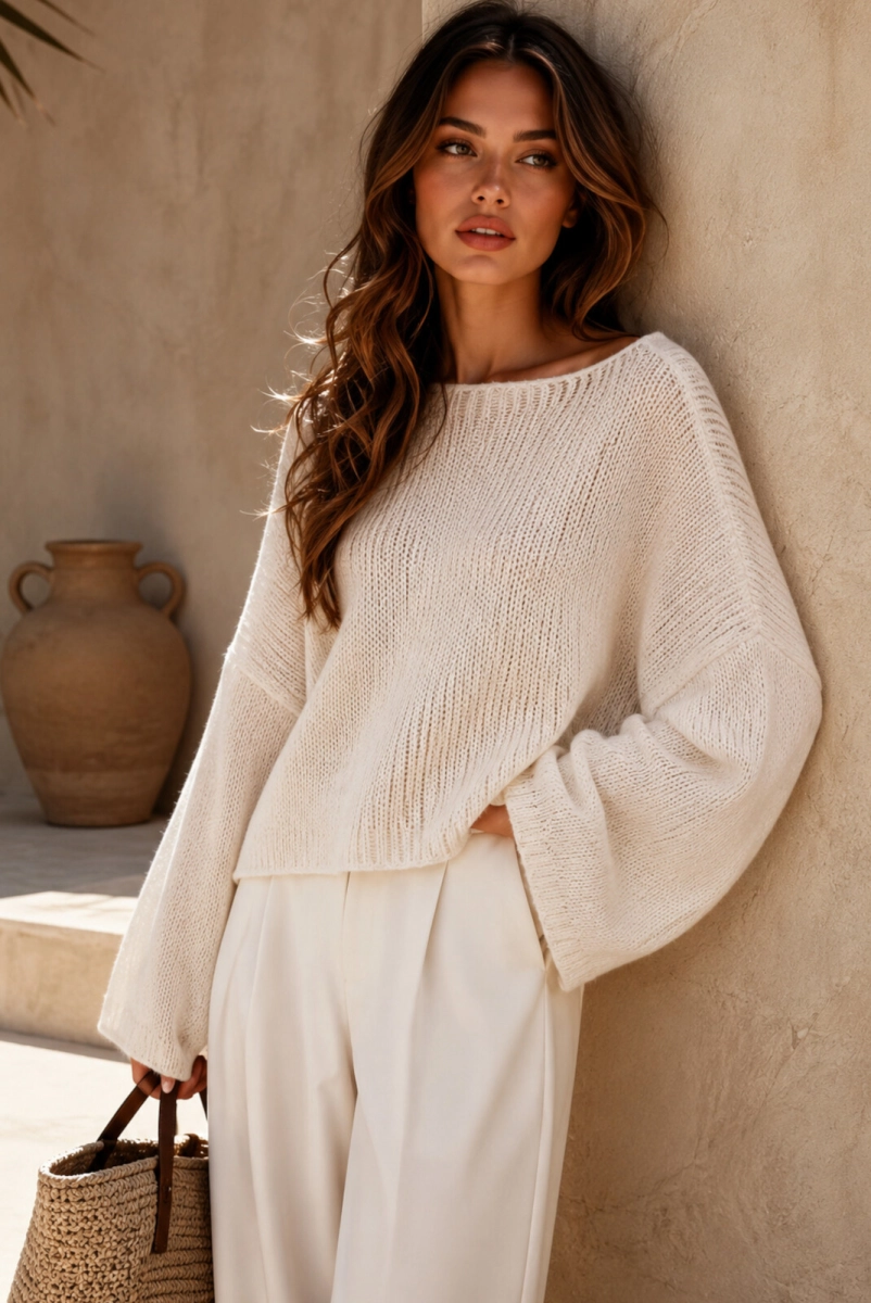 Sweter z alpaka Sandy Yarn ecru