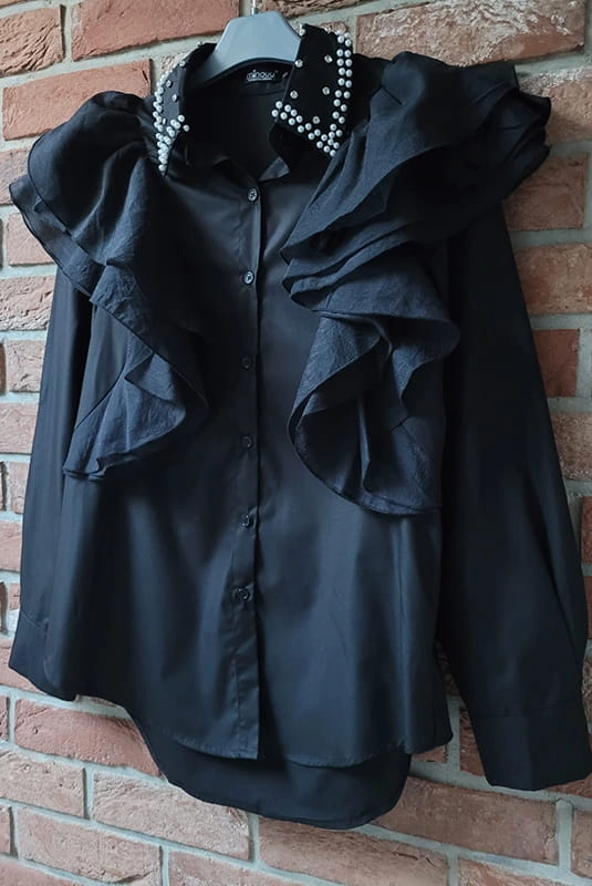 Koszula bluzka z kryształkami Minouu czarna w Selavifashion.pl