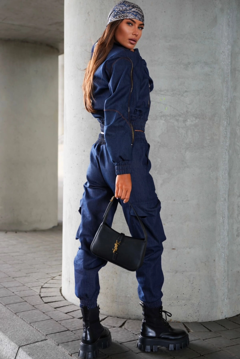 Kurtka bomberka FERRARA jeans Lavestino granatowa