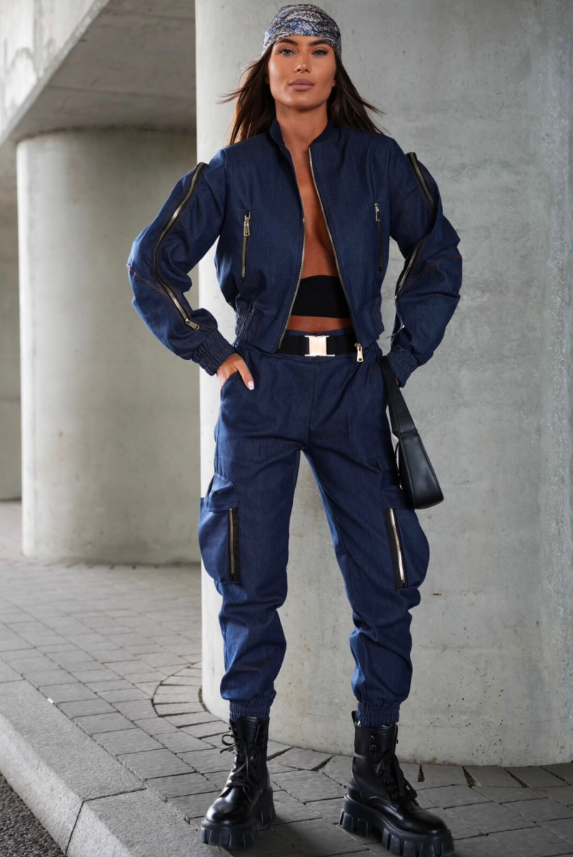 Kurtka bomberka FERRARA jeans Lavestino granatowa