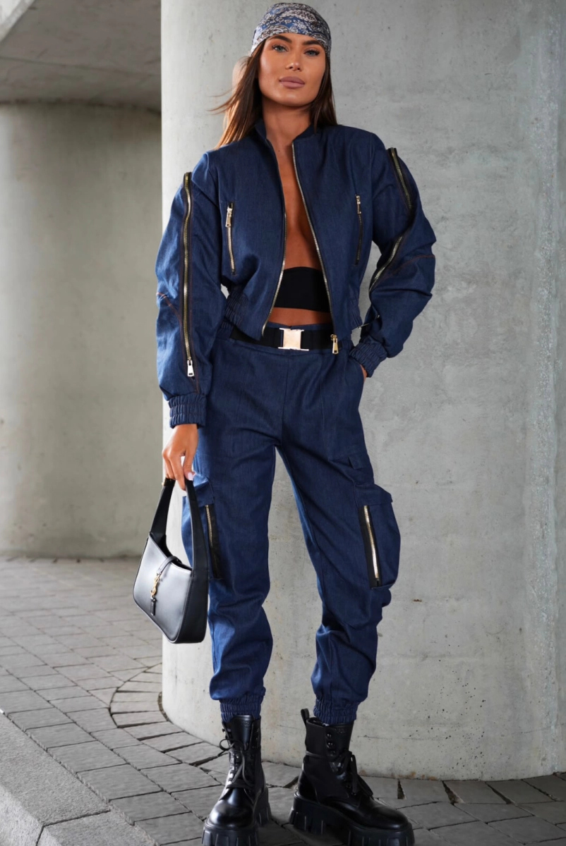 Kurtka bomberka FERRARA jeans Lavestino granatowa