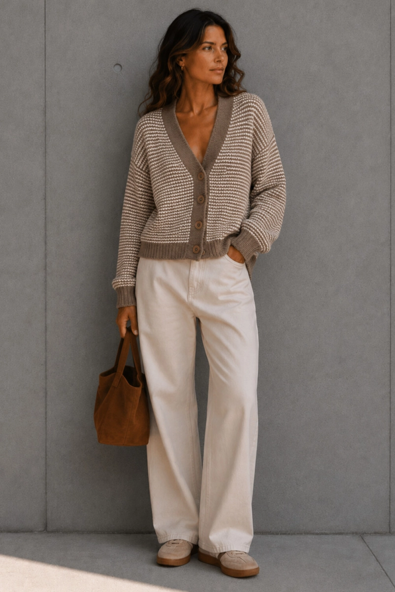 Dzianinowy sweter DUET Simplicity mokka