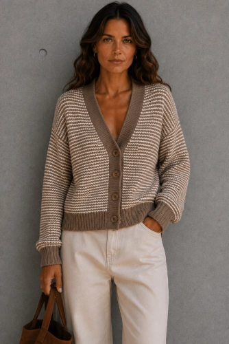 Dzianinowy sweter DUET Simplicity mokka