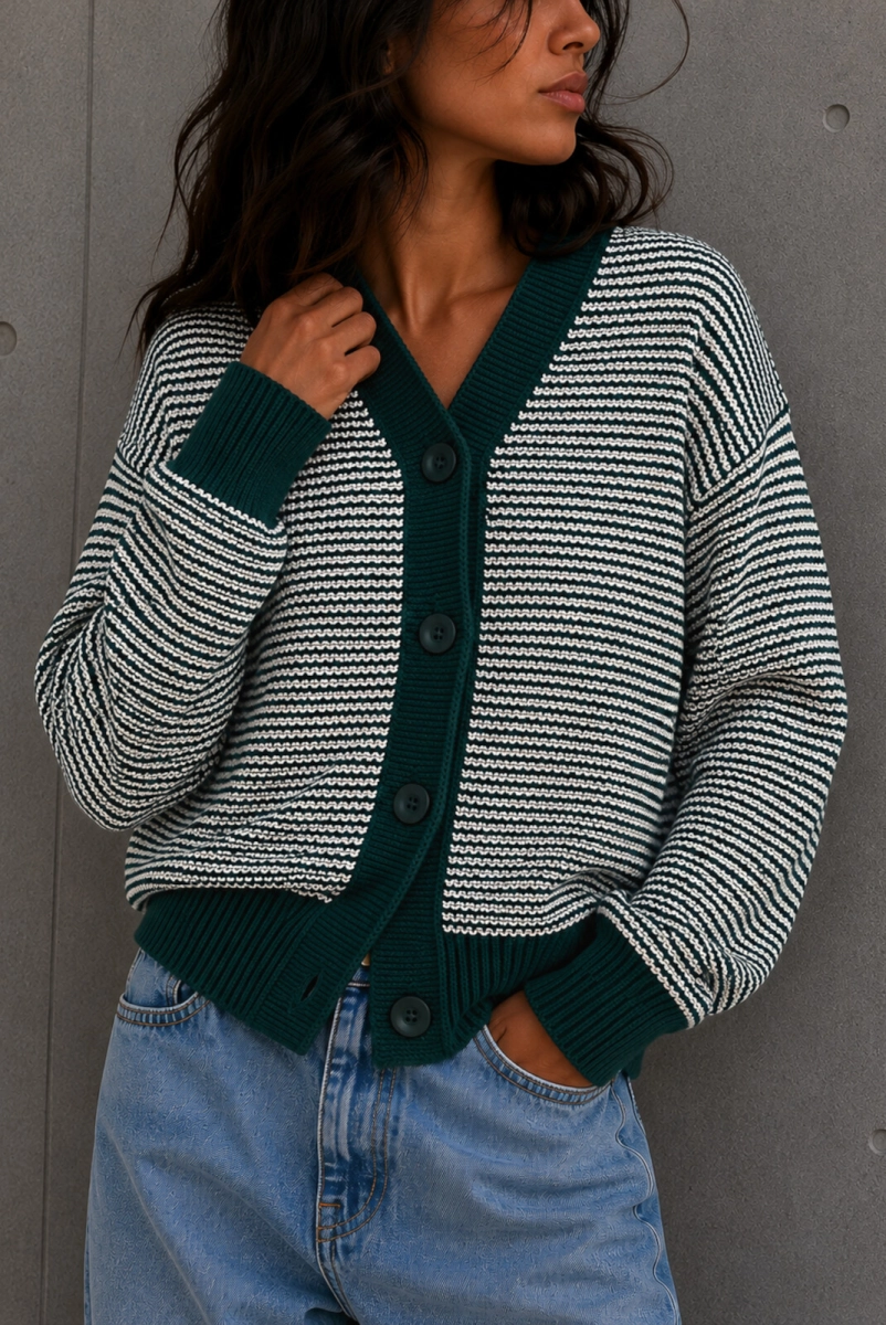 Dzianinowy sweter DUET Simplicity zielony
