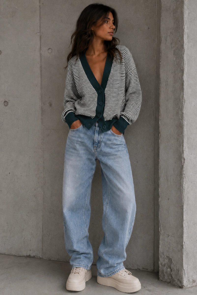 Dzianinowy sweter DUET Simplicity zielony