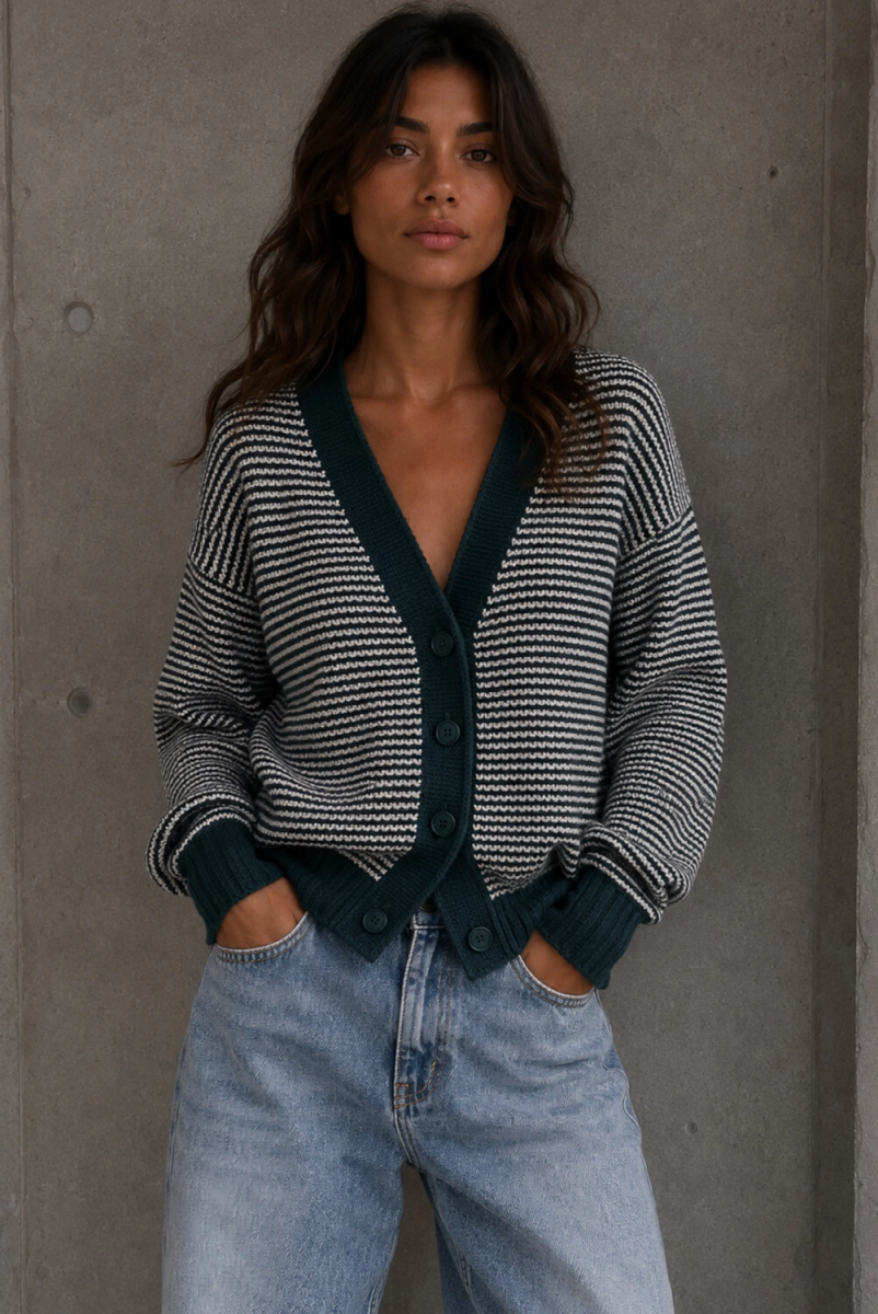 Dzianinowy sweter DUET Simplicity zielony 