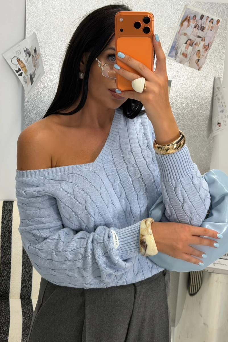 Sweter Classy kaszmir La Milla niebieski