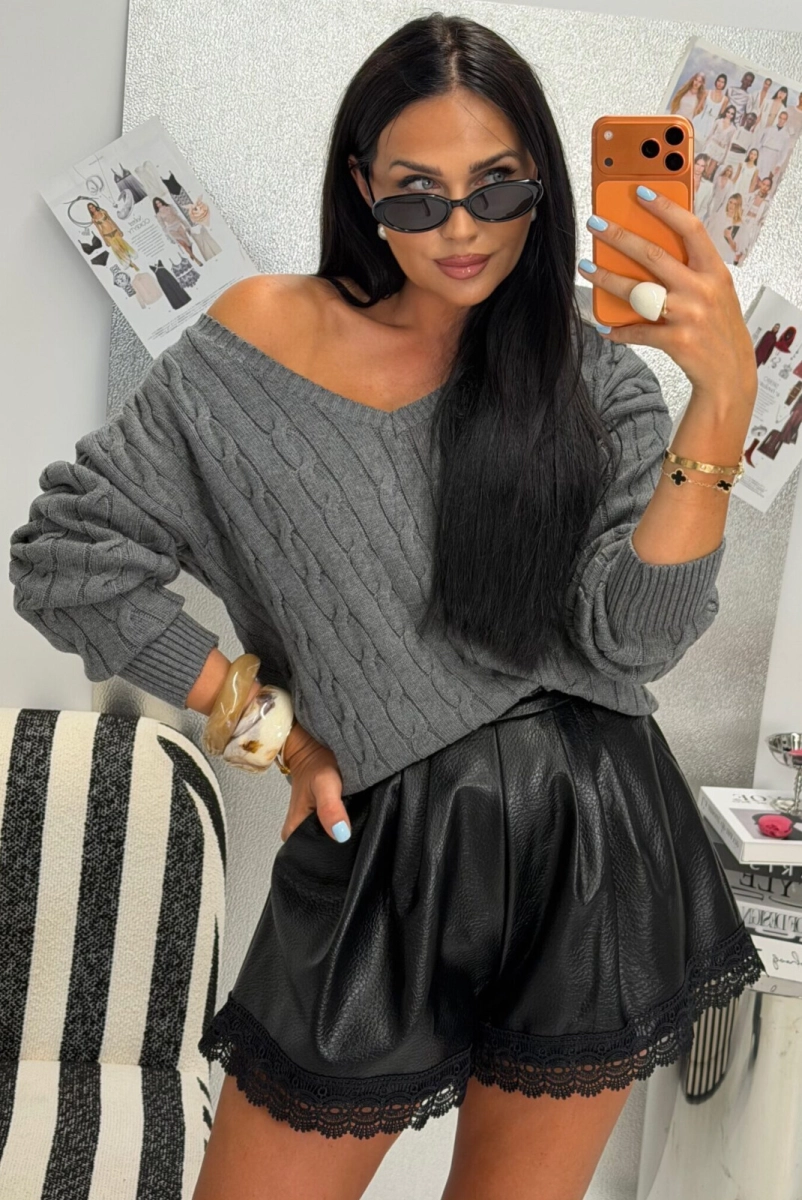 Sweter Classy kaszmir La Milla szary