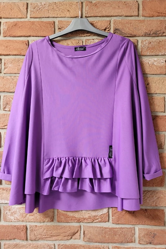 Bluzka Alice z falbanką Minouu fioletowa w Selavifashion.pl