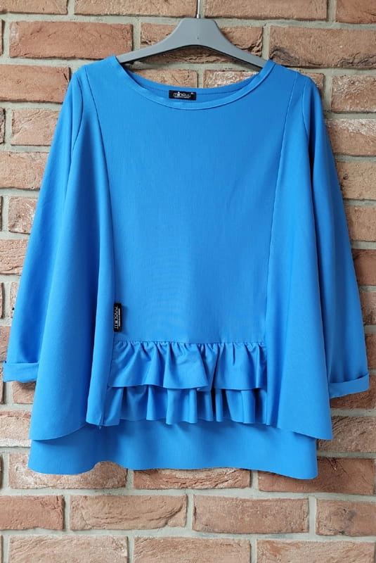 Bluzka Alice z falbanką Minouu niebieska w Selavifashion.pl