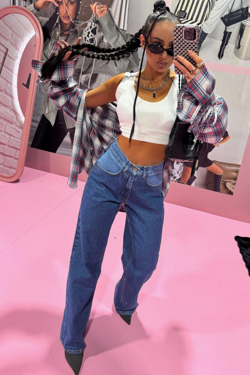 Spodnie jeansowe Double La Milla niebieskie