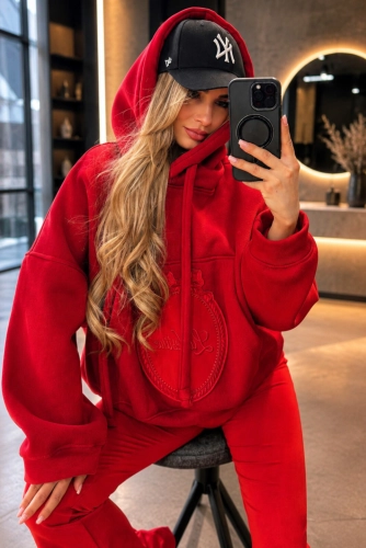 Bluza z kapturem z logo Lavestino czerwona