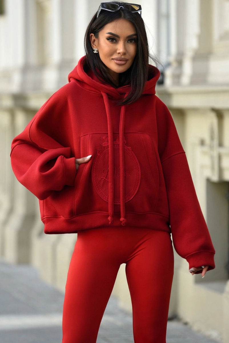 Bluza z kapturem z logo Lavestino czerwona 