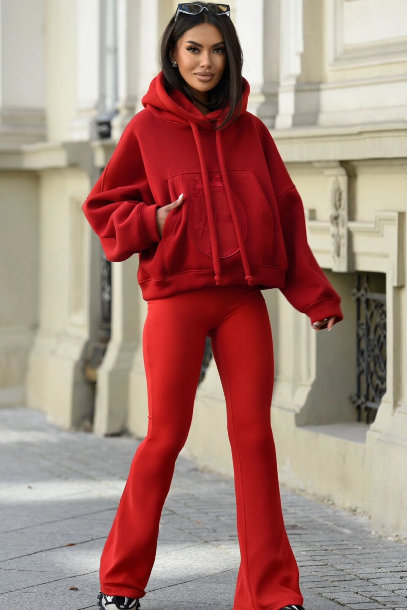 Bluza z kapturem z logo Lavestino czerwona