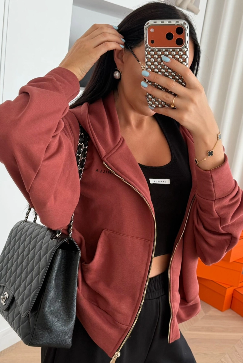Bluza na suwak z logo La Milla ceglana