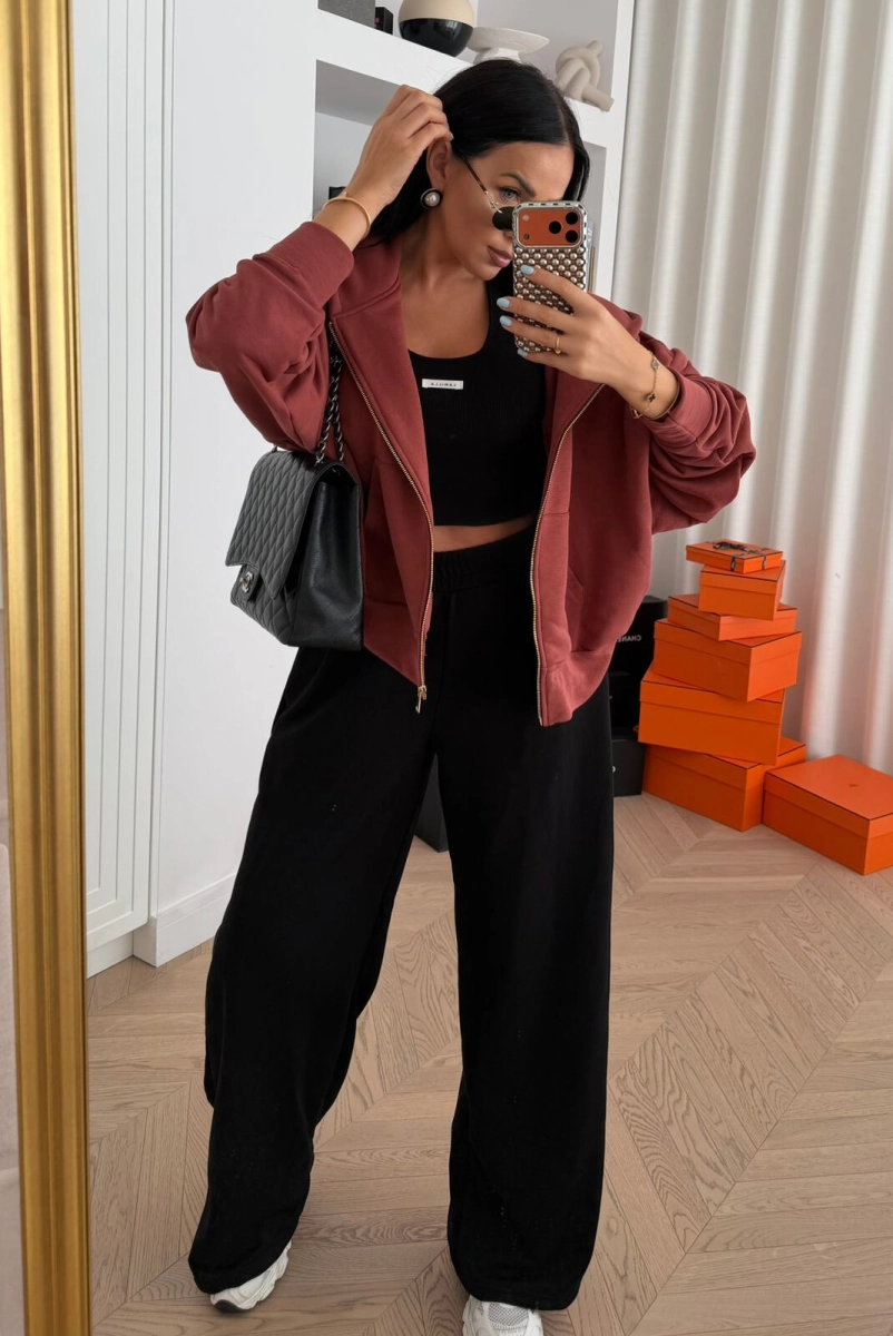 Bluza na suwak z logo La Milla ceglana