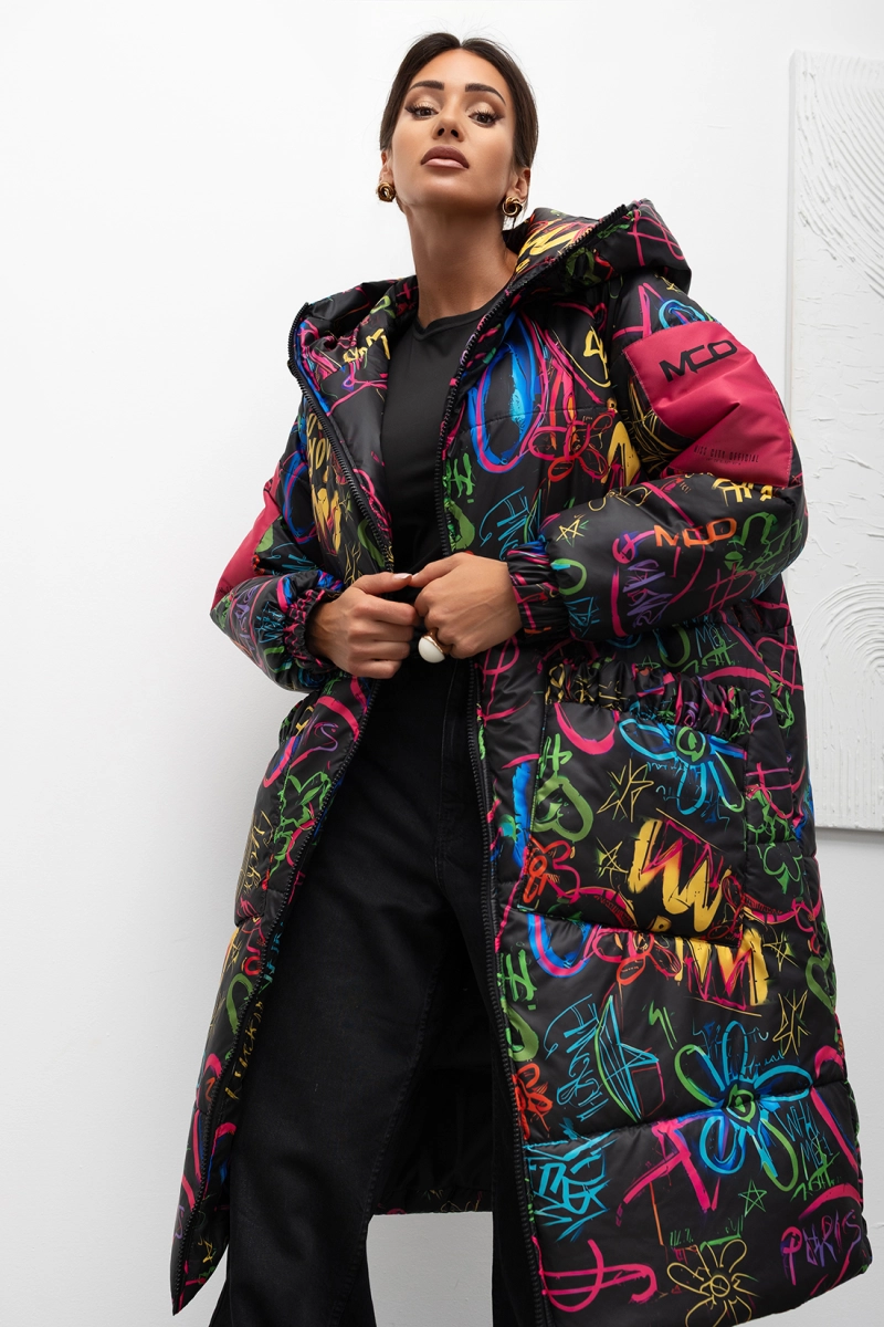Ocieplana kurtka płaszcz Urban Longline Miss City Official czarna
