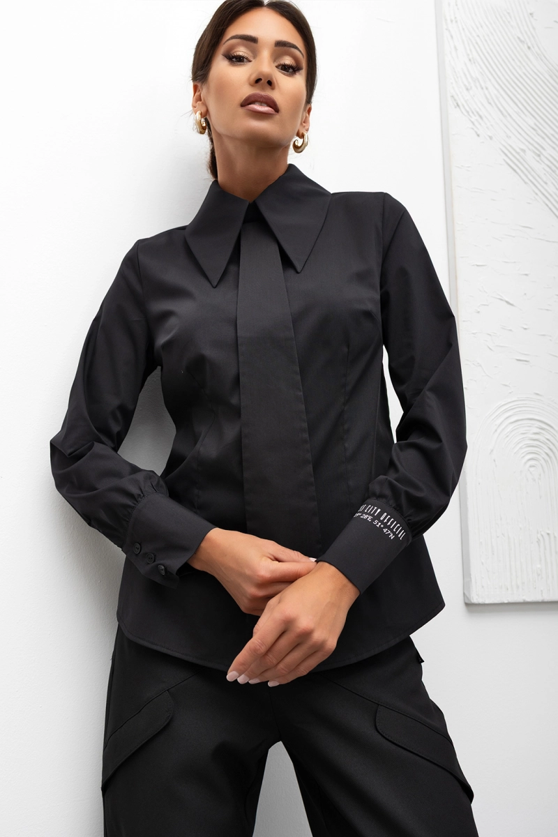 Bluzka koszula z krawatem Menswear Tie Miss City Official czarna