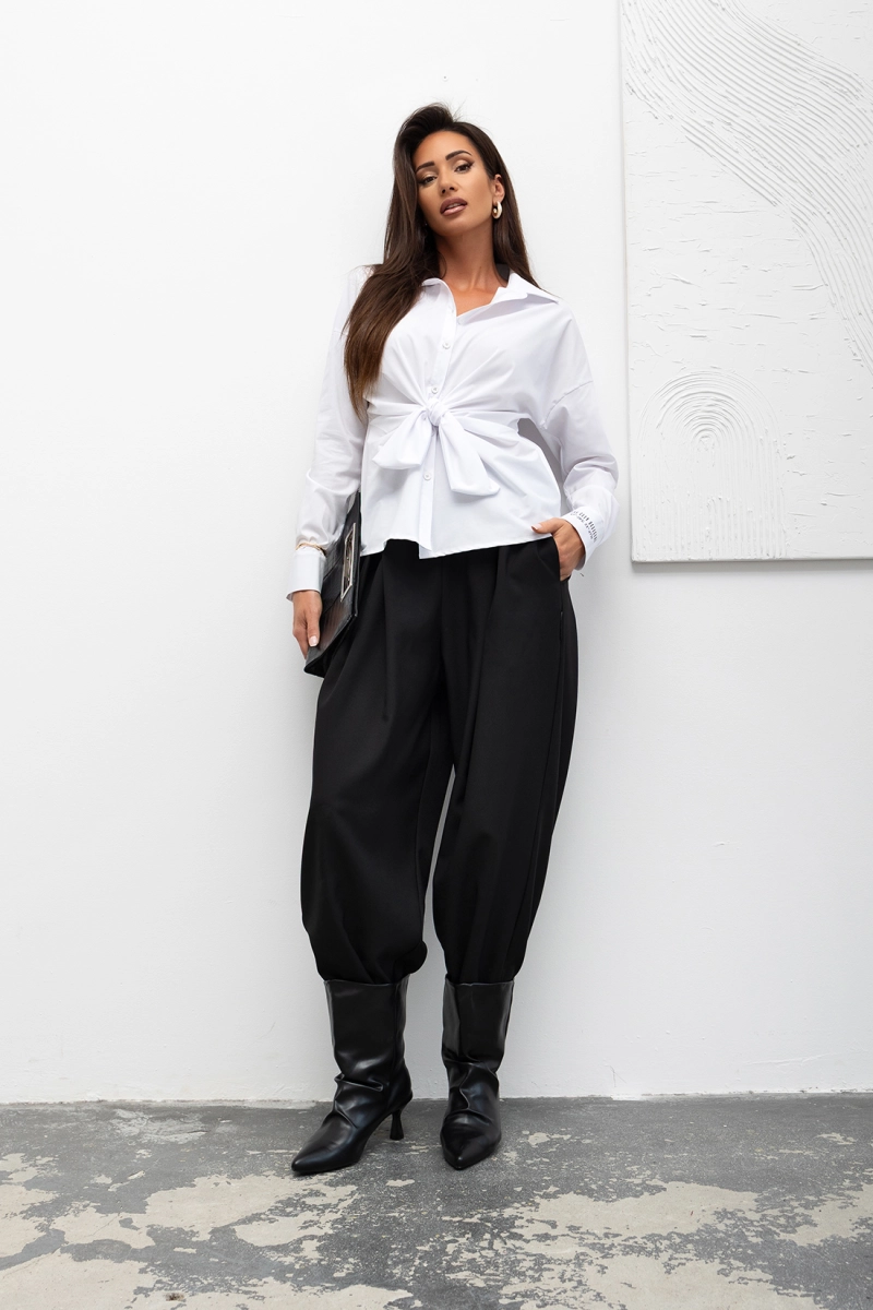 Bluzka koszula Front-Tie Wrap Miss City Official biała