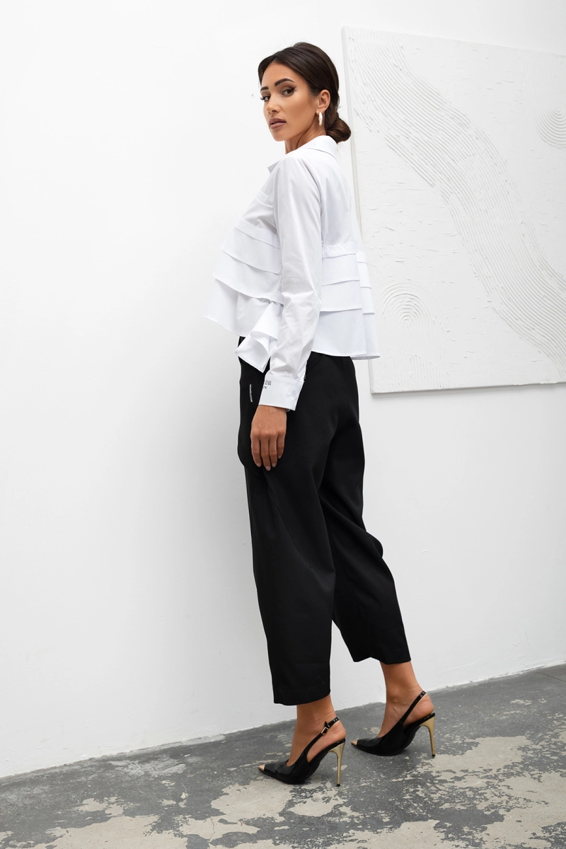 Bluzka koszula Tiered Ruffle Crop Miss City Official biała
