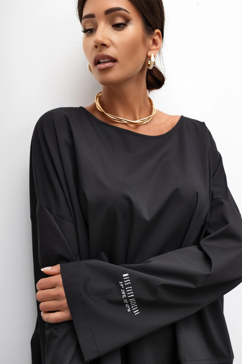Koszula Asymmetric Layered Tunic Miss City Official czarna