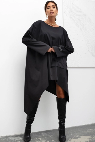 Koszula Asymmetric Layered Tunic Miss City Official czarna