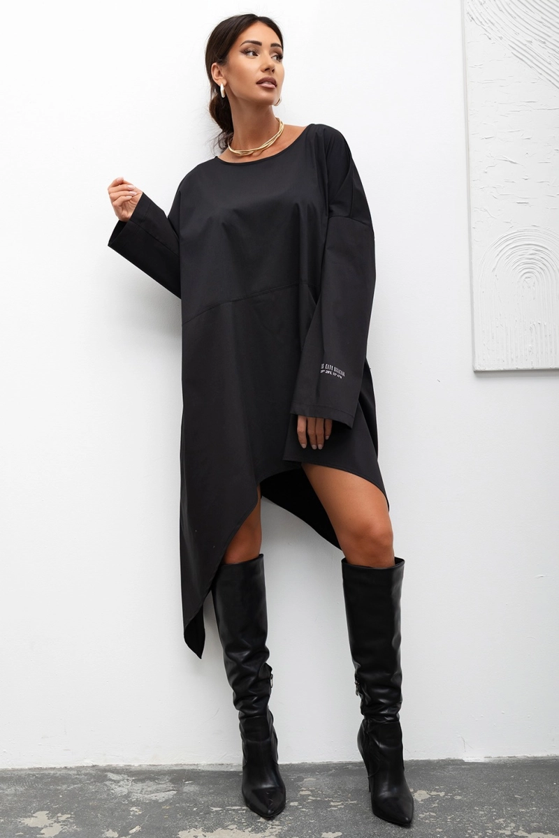 Koszula Asymmetric Layered Tunic Miss City Official czarna