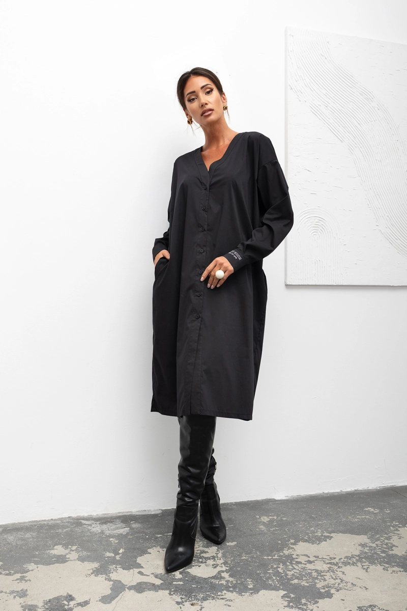 Sukienka koszula Effortless Shirt Miss City Official czarna 