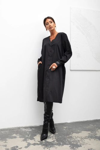 Sukienka koszula Effortless Shirt Miss City Official czarna