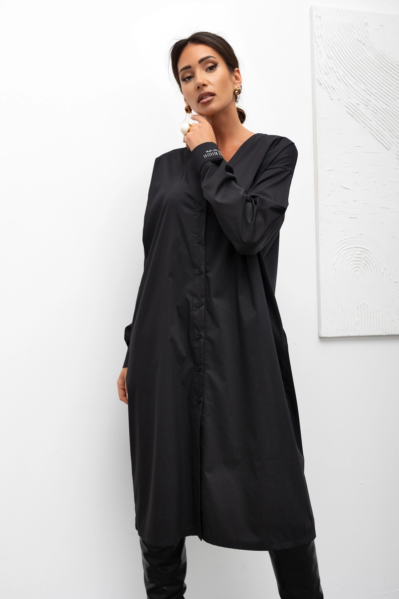 Sukienka koszula Effortless Shirt Miss City Official czarna