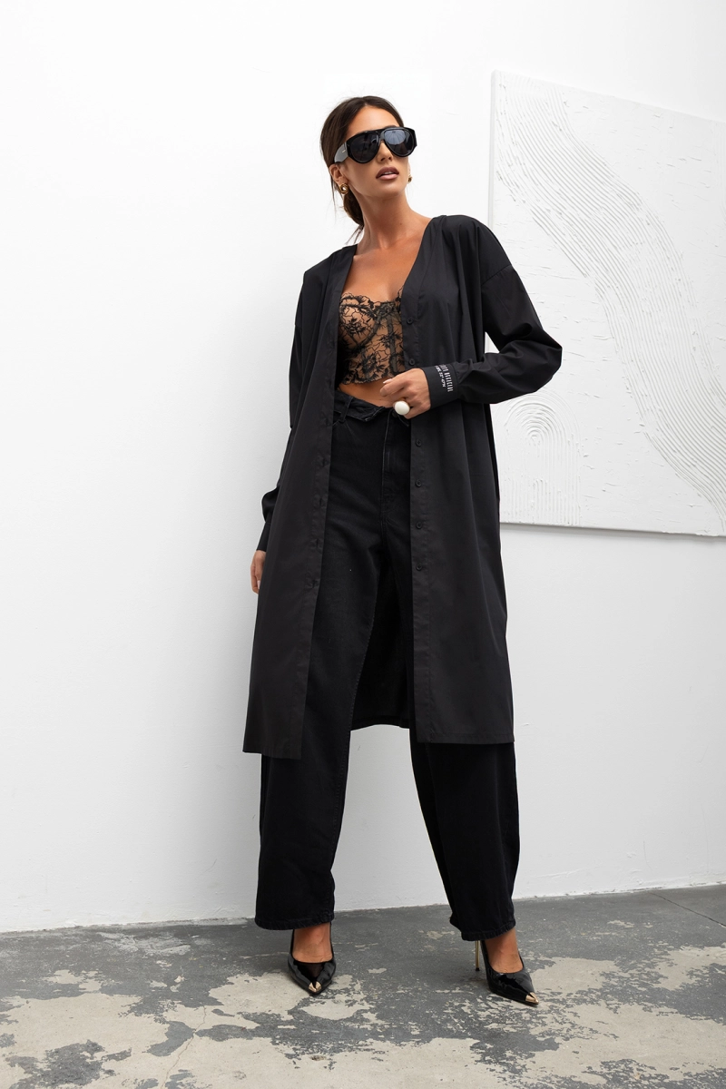 Sukienka koszula Effortless Shirt Miss City Official czarna