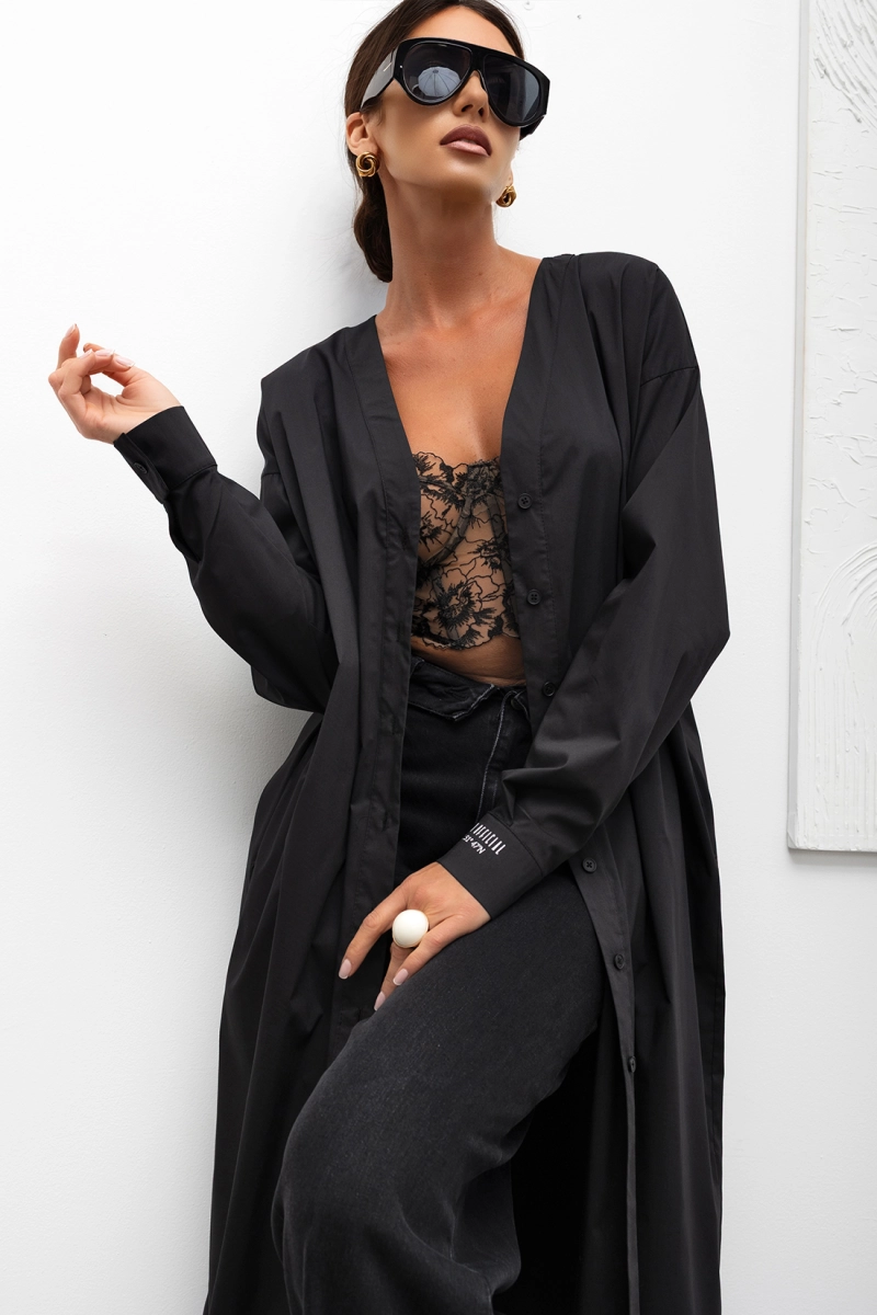 Sukienka koszula Effortless Shirt Miss City Official czarna.jpg
