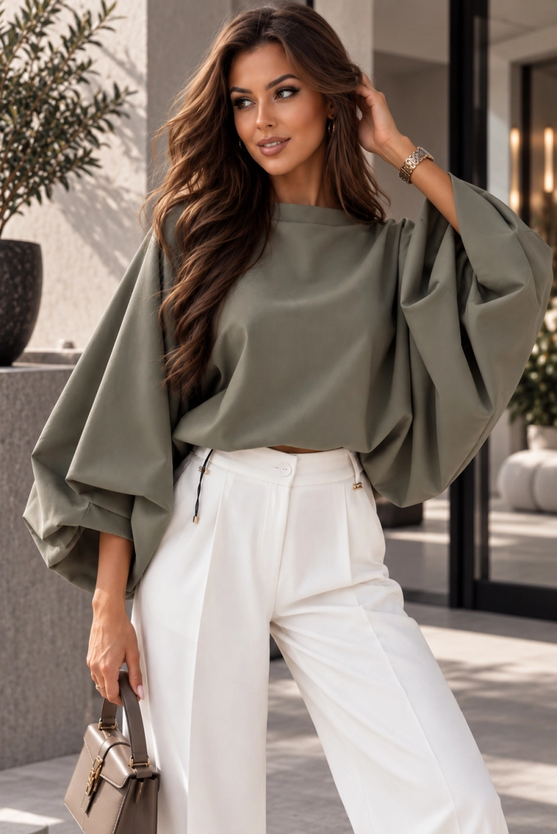 Bluzka kimono AMELIA Lavestino oliwkowa