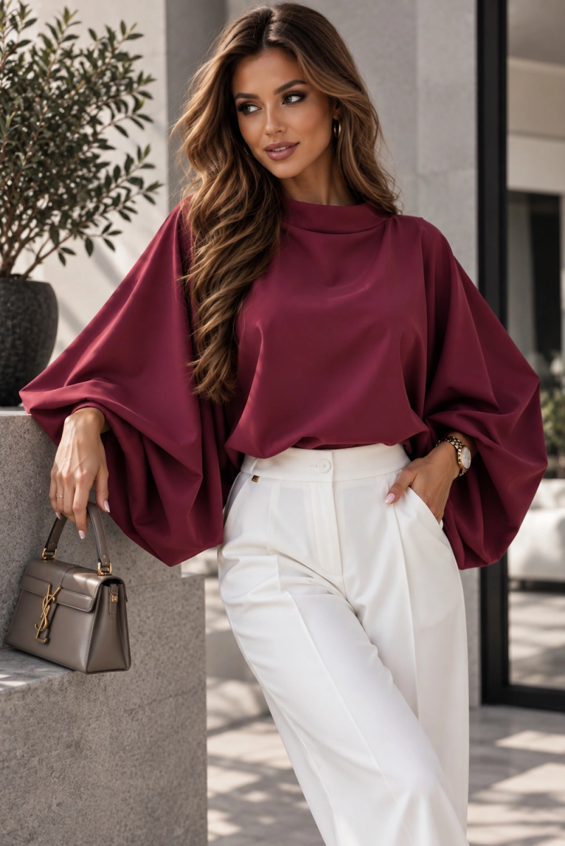 Bluzka kimono AMELIA Lavestino bordowa