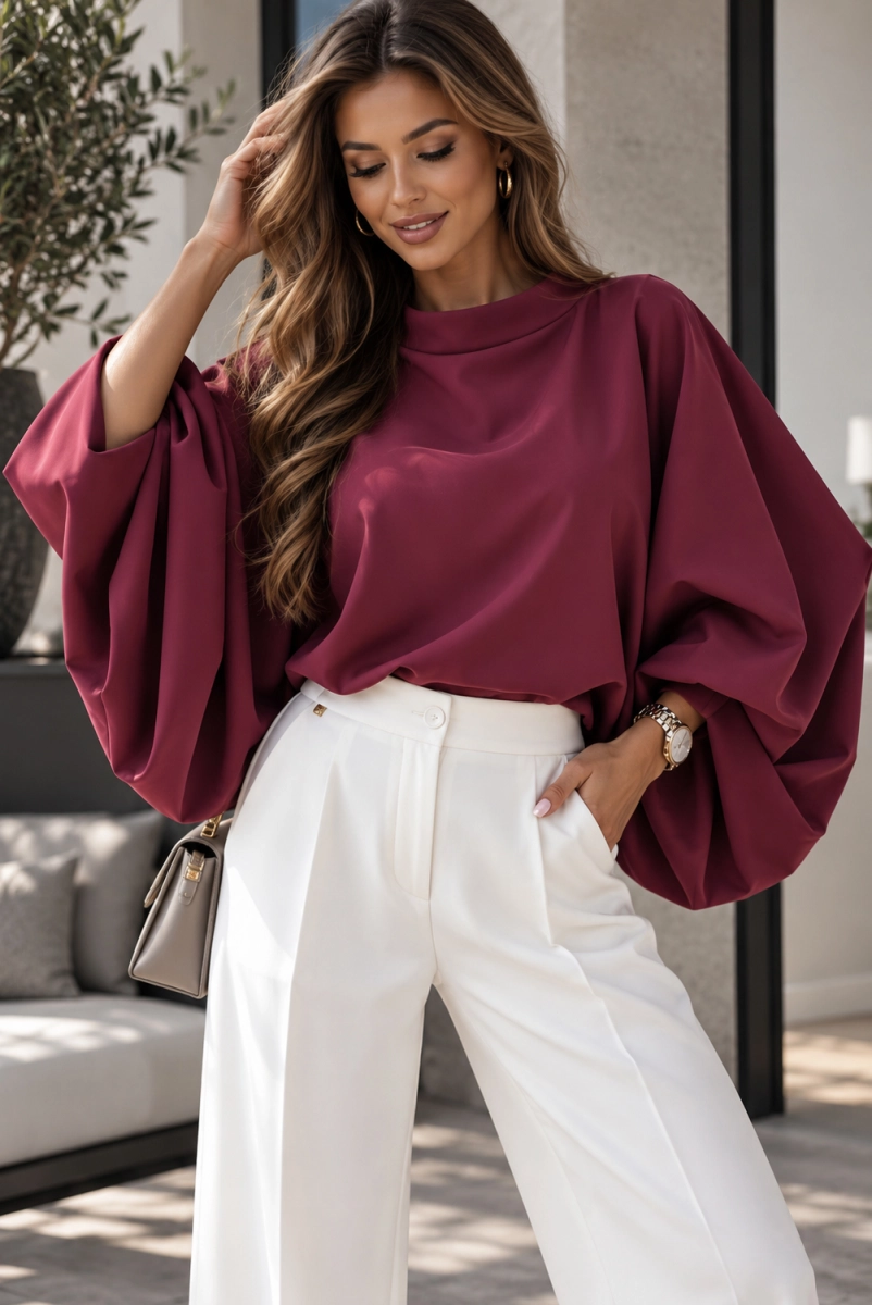 Bluzka kimono AMELIA Lavestino bordowa