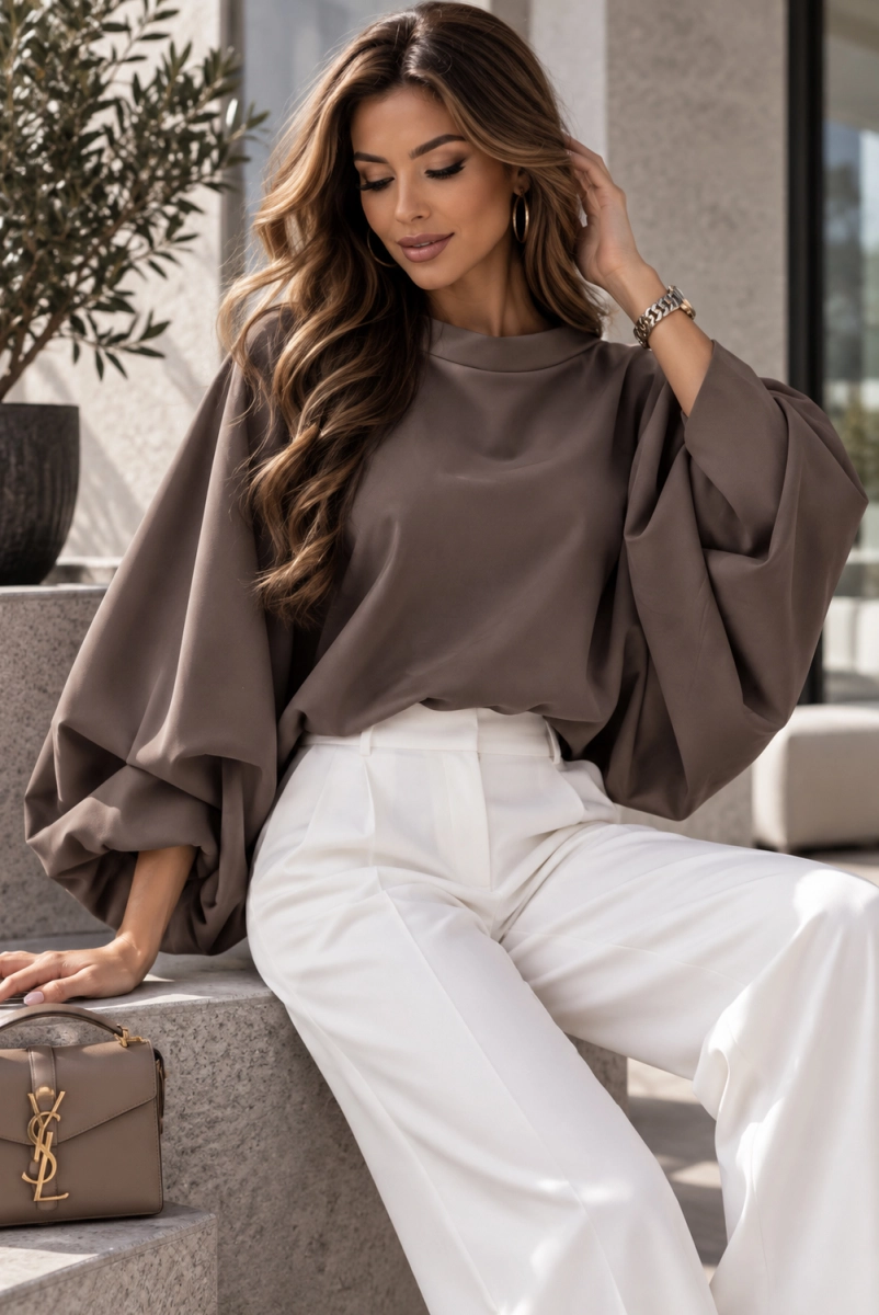 Bluzka kimono AMELIA Lavestino brązowa